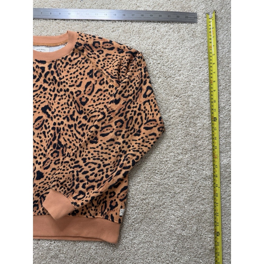 Billabong Sun Shrunk Cheetah‎ Leopard Print Raglan Crewneck Sweatshirt Size Med - Picture 2 of 16
